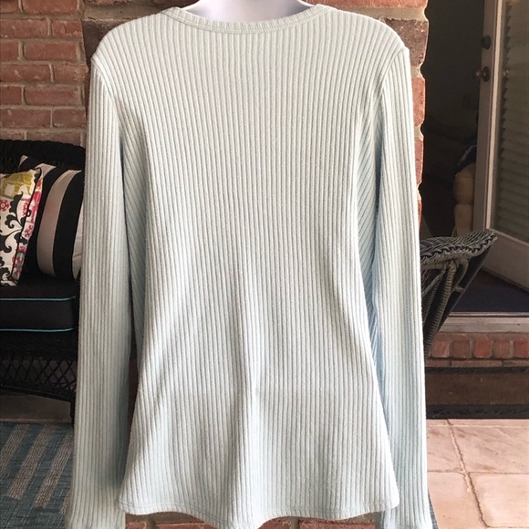 AMERICAN EAGLE Light Blue Soft L/S Top Sweater V Neck Ribbed Medium - Picture 3 of 7